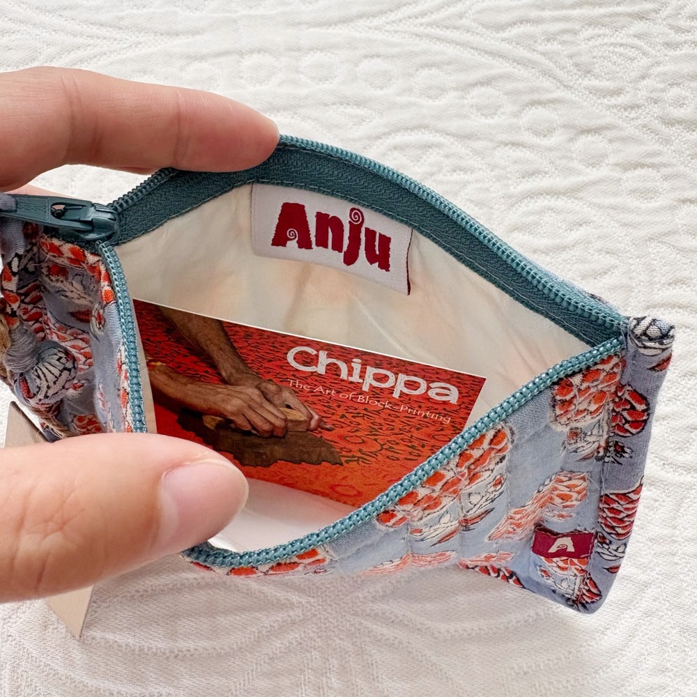 Anju Chippa Artisan Block Print Quilted Zipper Pouch - Picture 3 of 5